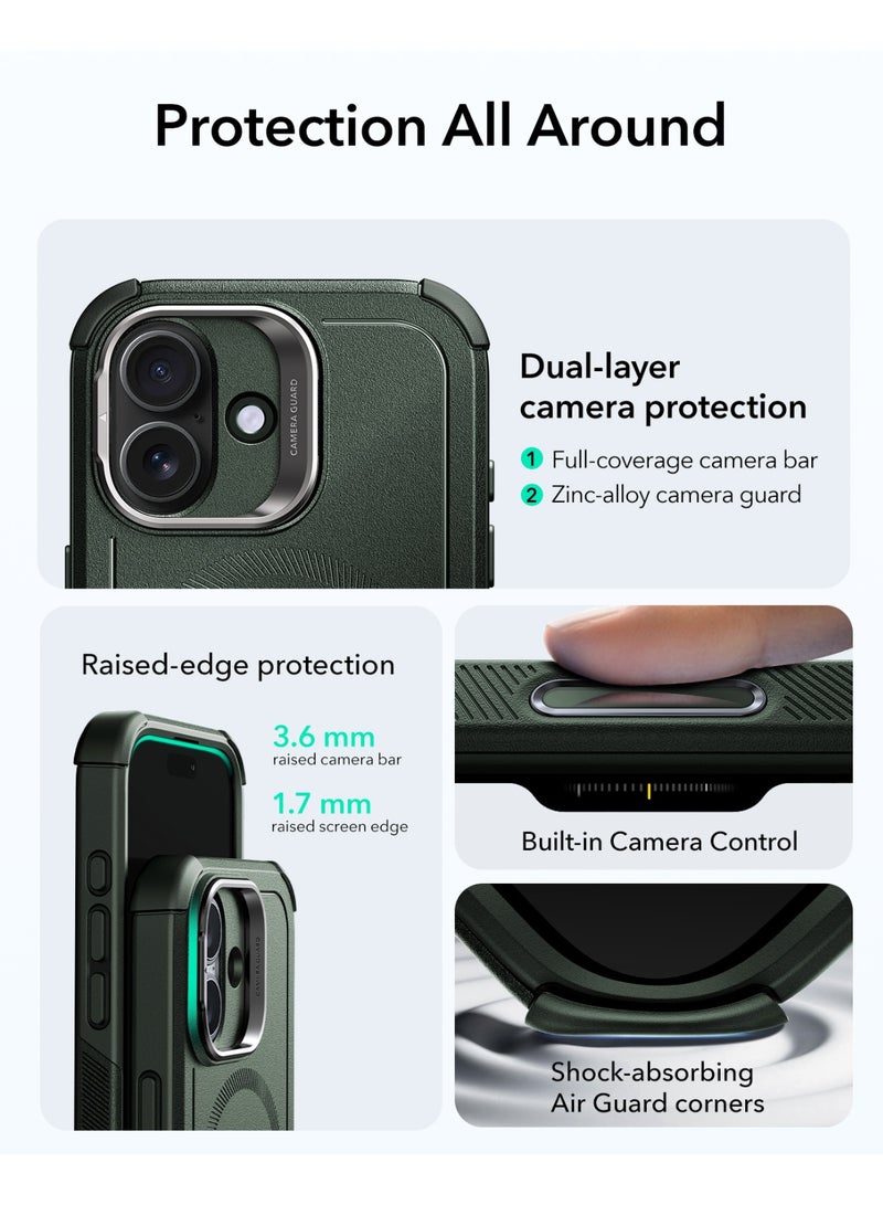 ESR iPhone 17 HaloLock Cyber Tough Case with Stand – MagSafe Compatible Heavy-Duty Cover with Camera Control Button 7x Military-Grade Drop Protection Shock-Absorbing Corners And 3-Layer Design - Green - Image 3