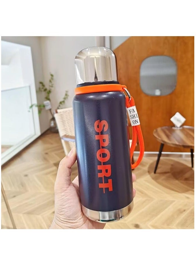 ريمي بيلا زجاجة مياه ستانلس ستيل سعة 680 مل ترمس حراري مزدوج الجدار بفوهة قياسية (أزرق غامق) - Image 1