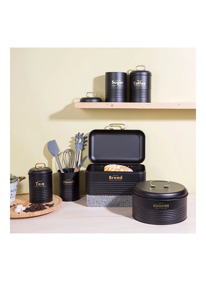 DANUBE HOME Zyra Metal Storage Box Iron Metal Simple Food Container Modern Houseware Storage L 24.5x12 X H 15.5cm Black