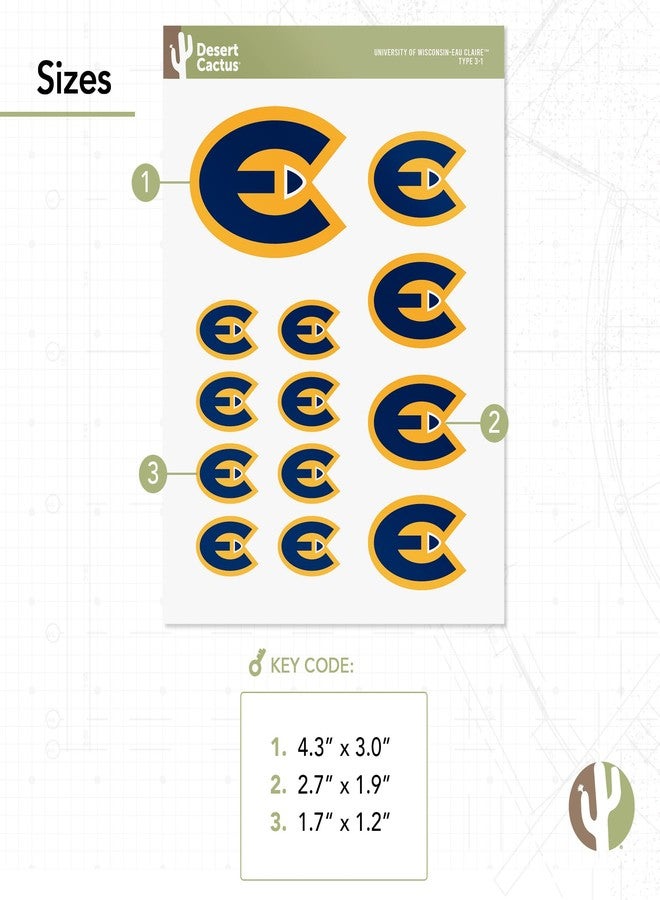 Desert Cactus University of Wisconsin Eau Claire Sticker UWEC Blugolds Sticker Vinyl Decals Laptop Water Bottle Car Scrapbook T3 (Type 3-1) - Image 2