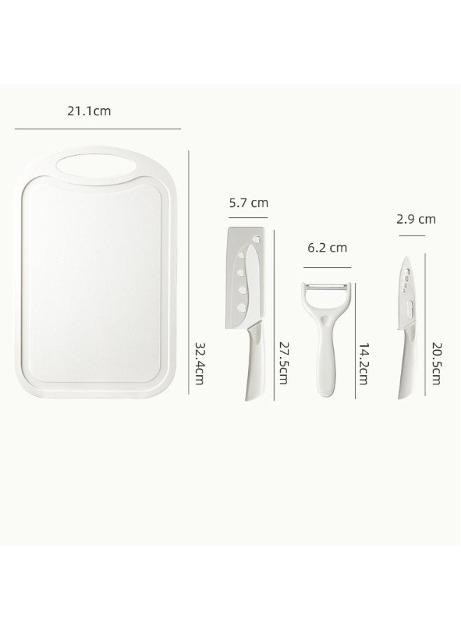 HOMESTAR 4-Piece White Kitchen Tools Set - Fruit Knife, Vegetable Knife, Cutting Board and Peeler, Non-Slip Dishwasher Safe Kitchen Utensils for Home - Image 2