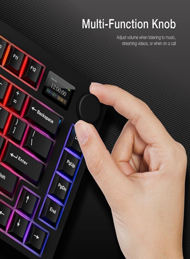 TECWARE Spectre 75% RGB Mechanical Gaming Keyboard with Customizable LCD Screen, Multi-Function Knob, Gasket Mount, 3 Mode Connectivity, South Face 5-Pin Universal Hot-Swappable Sockets (Ocean Gold) - Image 2