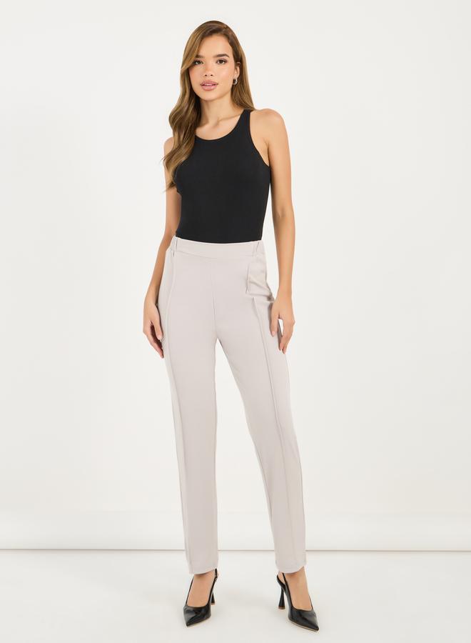Styli High Rise Slim Fit Ankle Length Pants  - Image 1