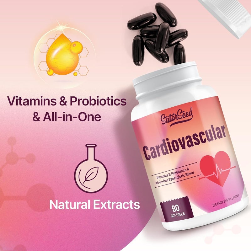 SatorSeed Cardiovascular Supplement 3000mg  Vitamins Probiotics Omega3 and CoQ10 AllinOne Synergistic Blend for Adults  90 Softgels - Image 3