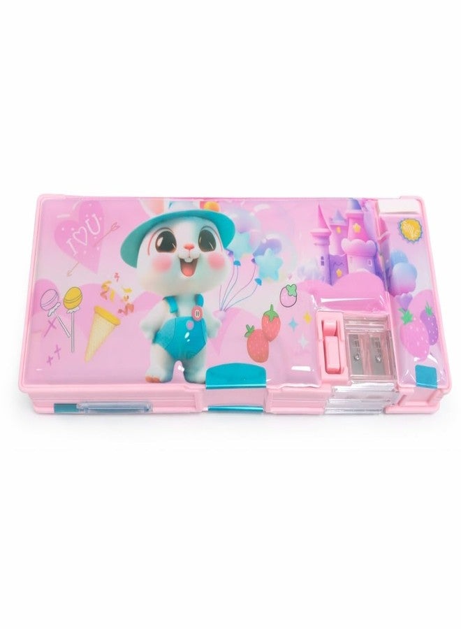 SMAX Plastic Pencil Box | Double Sided Multifunction Space Cartoon Theme Pencil Geometry Box for Kids Boys, Jumbo Push Button Pencil Organizer | Return Gifts for Kids (Design_4) - Image 1