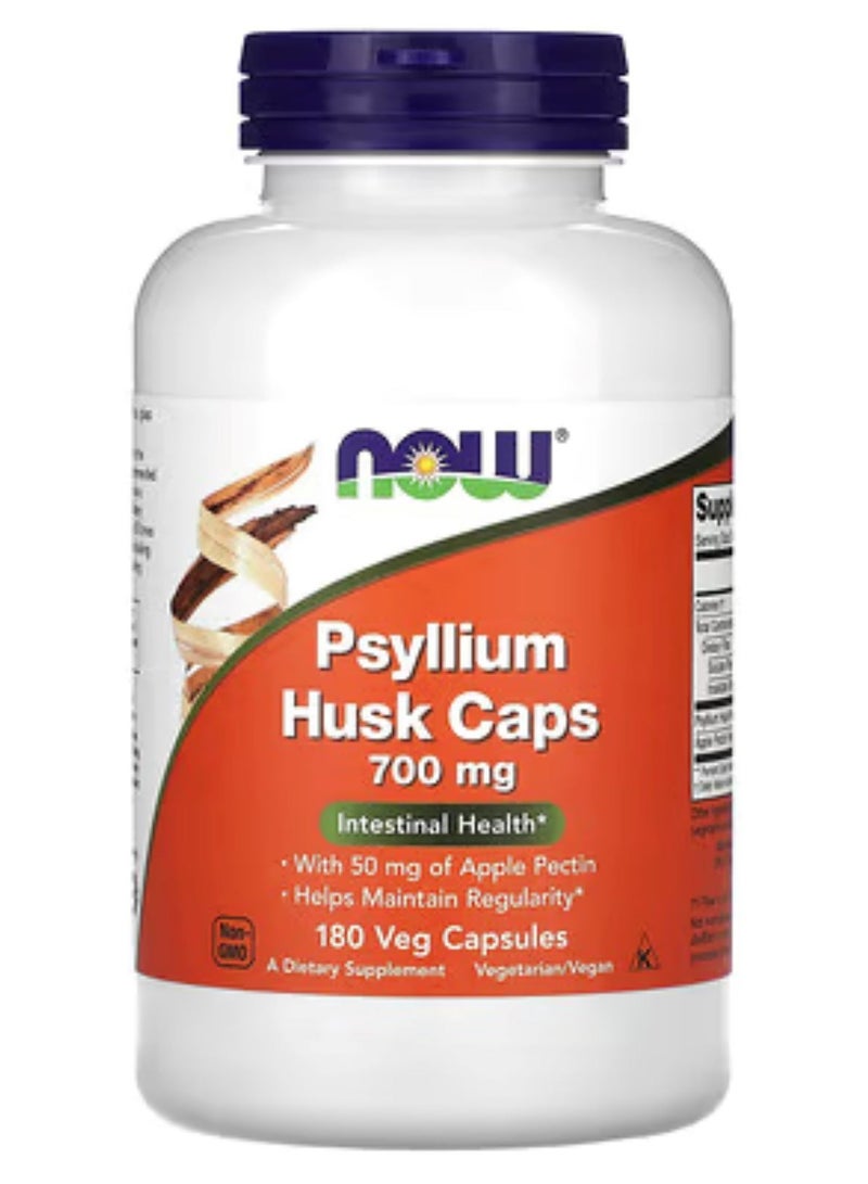 Now Foods Psyllium Husk 700 Mg Dietary Supplement - 180 Capsules - Image 1