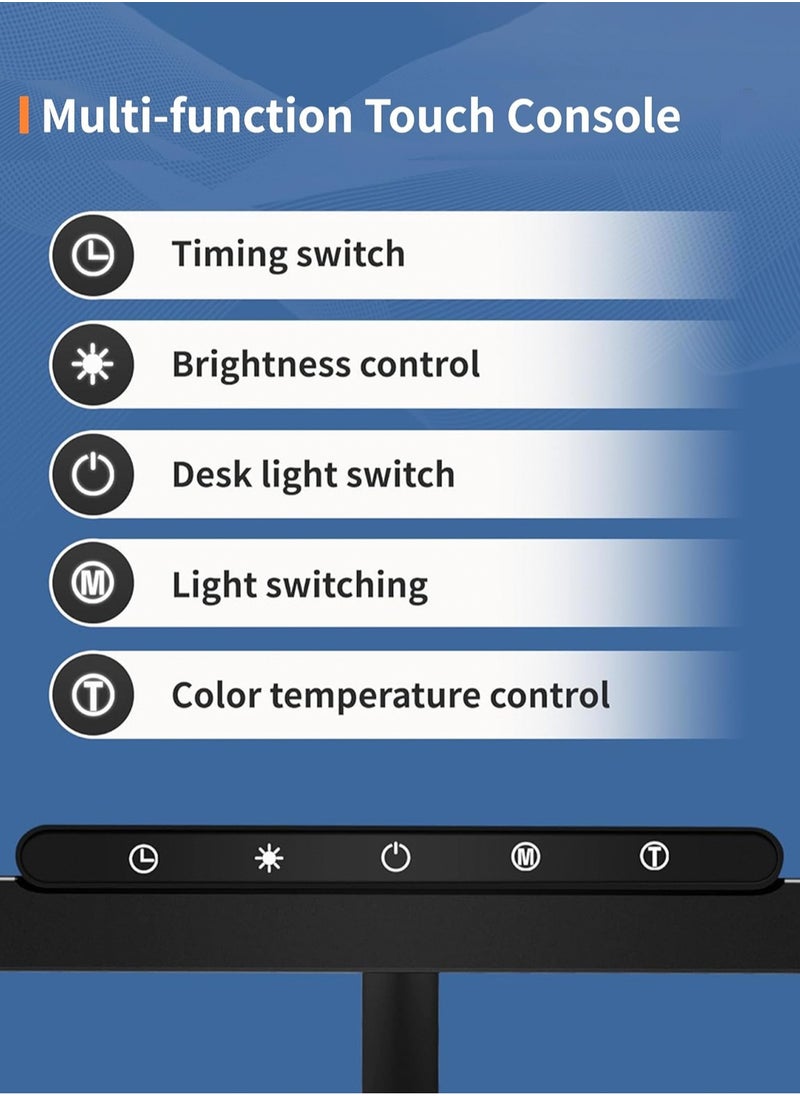 Desk Lamp, RemoteControl,3 Colors Stepless Dimming LED Desk Lamps for Home Office Adjustable Memory Desk Light with Clamp Office Lamp Eye Caring Computer Light for Working Sewing/12W/1480lux