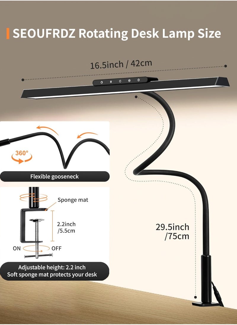 Desk Lamp, RemoteControl,3 Colors Stepless Dimming LED Desk Lamps for Home Office Adjustable Memory Desk Light with Clamp Office Lamp Eye Caring Computer Light for Working Sewing/12W/1480lux