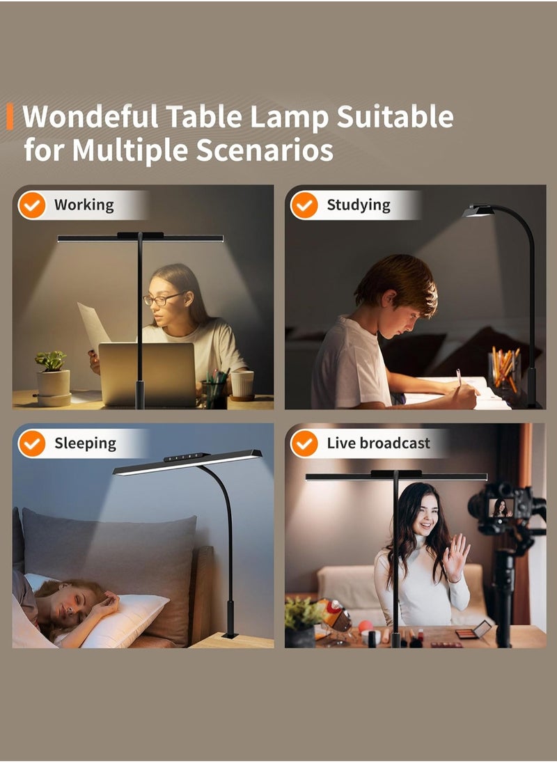 Desk Lamp, RemoteControl,3 Colors Stepless Dimming LED Desk Lamps for Home Office Adjustable Memory Desk Light with Clamp Office Lamp Eye Caring Computer Light for Working Sewing/12W/1480lux