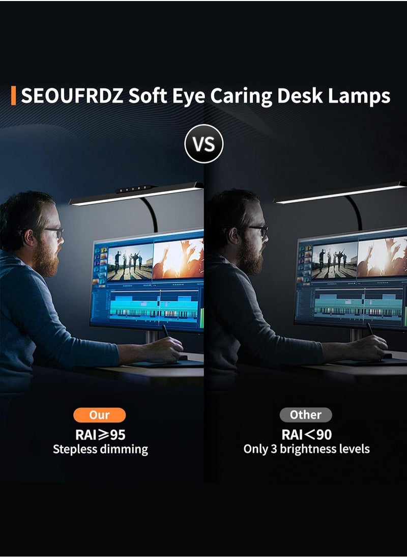 Desk Lamp, RemoteControl,3 Colors Stepless Dimming LED Desk Lamps for Home Office Adjustable Memory Desk Light with Clamp Office Lamp Eye Caring Computer Light for Working Sewing/12W/1480lux