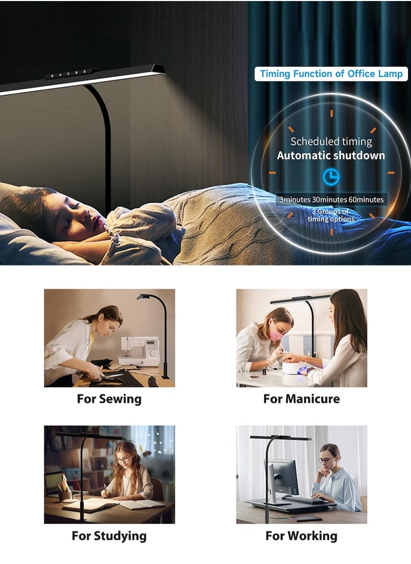 Desk Lamp, RemoteControl,3 Colors Stepless Dimming LED Desk Lamps for Home Office Adjustable Memory Desk Light with Clamp Office Lamp Eye Caring Computer Light for Working Sewing/12W/1480lux