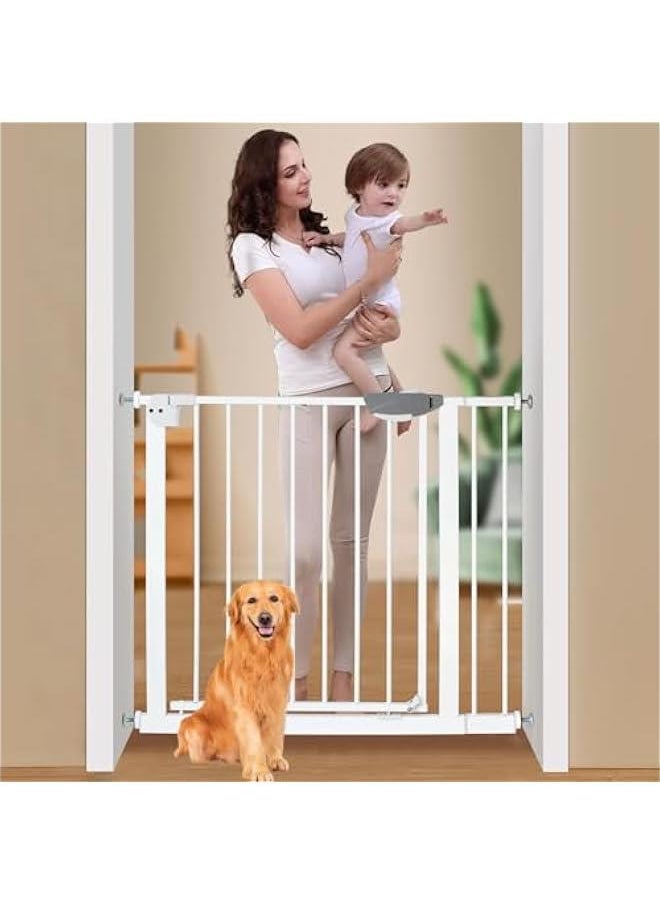 Gonice Auto Close Safety Baby Gate, Extra Wide Child Gate with 10 cm Extension Kit Maximum Suitable For 94 cm, Baby Gates for Stairs & Doorways, Easy Install (Safety Railing + 10cm Extension Kit)  - Image 1