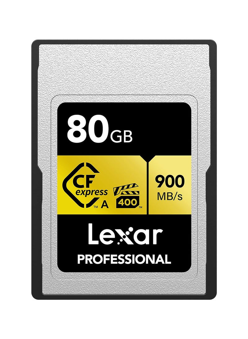 ليكسار بطاقة ذاكرة CFexpress Type A احترافية بسعة 80 جيجابايت، سرعة قراءة تصل إلى 900 ميجابايت/ثانية، فيديو بدقة 8K بجودة سينمائية، تصنيف VPG 400 (LCAGOLD080G-RNENG) - Image 1
