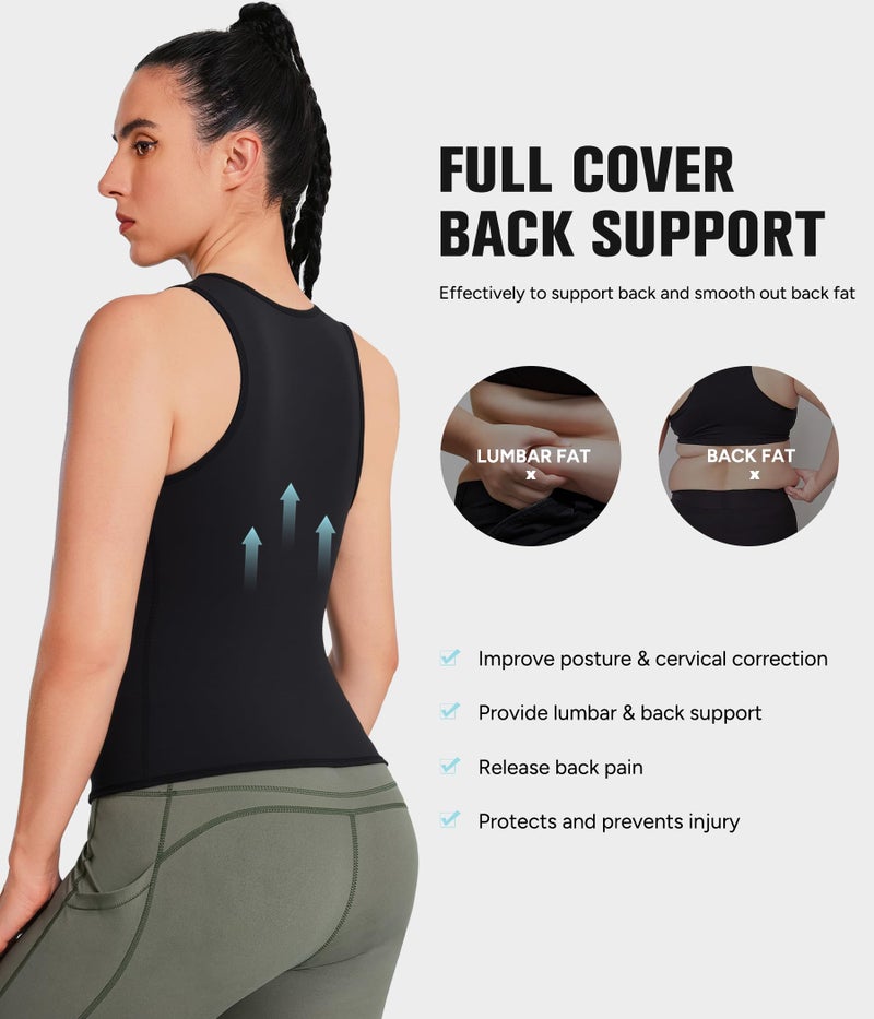 Eleady Best Neoprene Waist Trainer Corset Sweat Vest Weight Loss Body Shaper Workout Tank Tops Women (Black Sauna Suit, Large) - Image 4