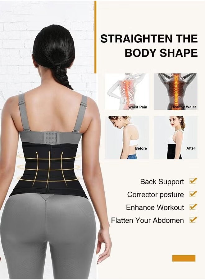 Bukela Waist Trainer for Women Triple Belt Body Shaper Waist Trainer Corset with 3 Velcro and 3 Rows Closure, Sauna Workout Trimmer Belts Underbust Corset Tummy Control Hourglass Slimming Belly Body Shaper  - Image 4