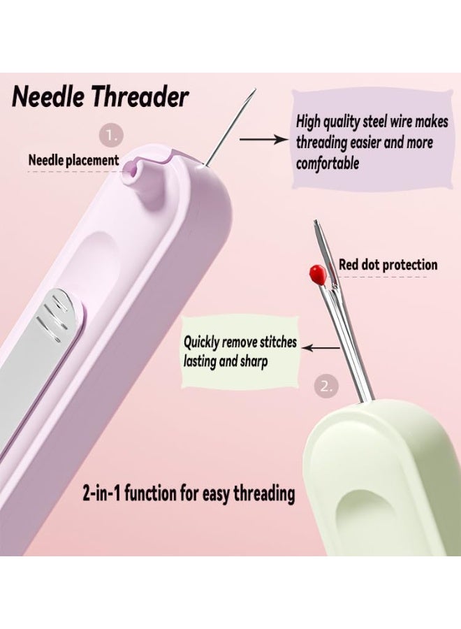 Needle Threaders, 3PCS 2 in 1 Needle Threader Seam Ripper for Hand Stitching, Upgraded Automatic Needle Threader with Stretchable Thread Insertion Needles, Sewing Supplies, Sewing Stitch Remover Tool - Image 2