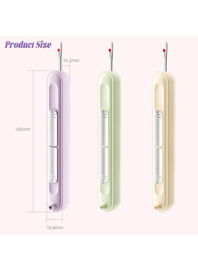 Needle Threaders, 3PCS 2 in 1 Needle Threader Seam Ripper for Hand Stitching, Upgraded Automatic Needle Threader with Stretchable Thread Insertion Needles, Sewing Supplies, Sewing Stitch Remover Tool - Image 3
