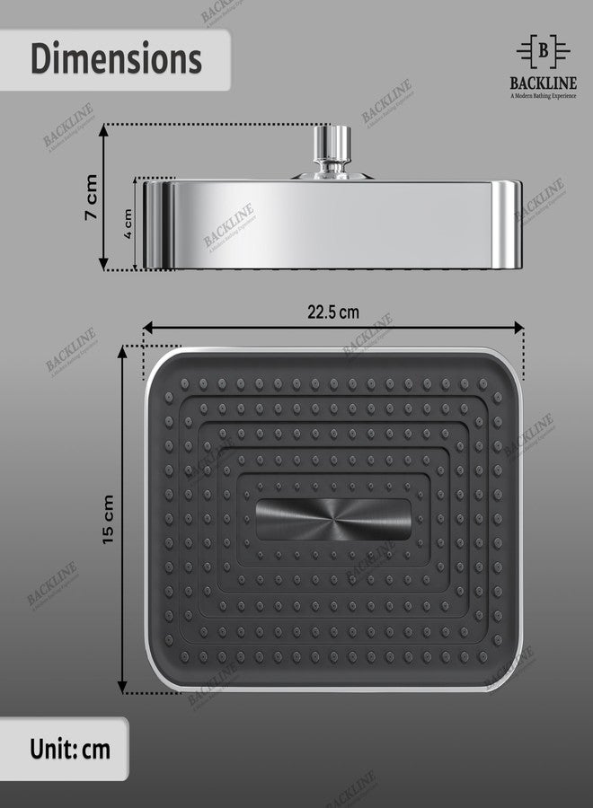 B BACKLINE Backline Luxury High-Pressure Rainfall Shower Head 22.5 cm x 15 cm Lightweight Rectangular Anti-Clog Easy Clean Home Upgrade - Image 2