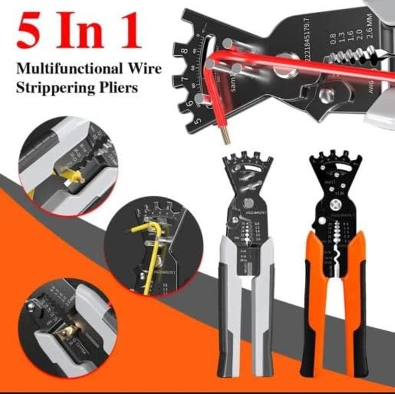 GOPIKRISHNA 5 In 1 Pliers Wire Winding Cutter Bending Crimping Stripping Cutting Spanner Tool Cable Stripper With Angular Scale Stainless Steel - Image 2