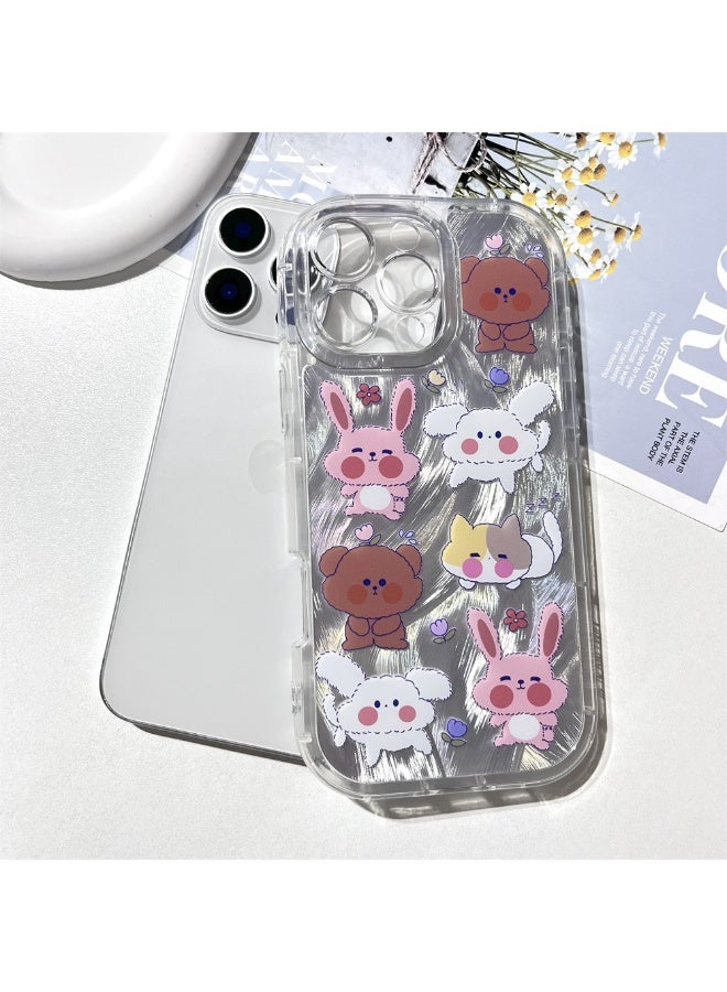 NIBEMINENT Cute Flowers And Animals Protective TPU Case Cover For iPhone 16 Pro Max Clear - Image 1