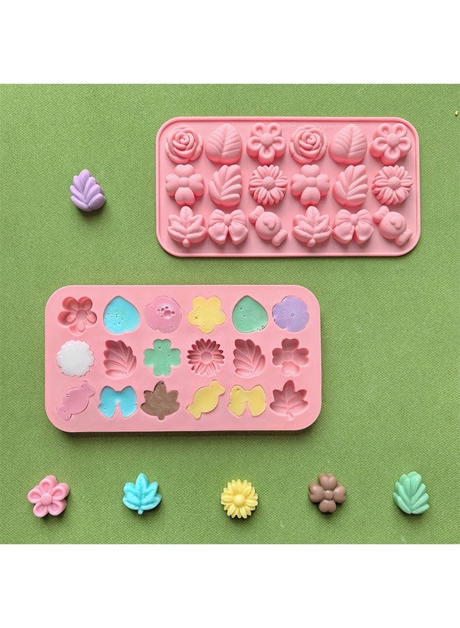 Flower Candy Molds Silicone 1PCS Daisy Flower Chocolate Molds Tulip Small Flower Molds Bow Tie Leaf Jello Molds Ice Mold Pudding Molds Soap Molds Cookie Molds for Desserts Making (Pink) - Image 4
