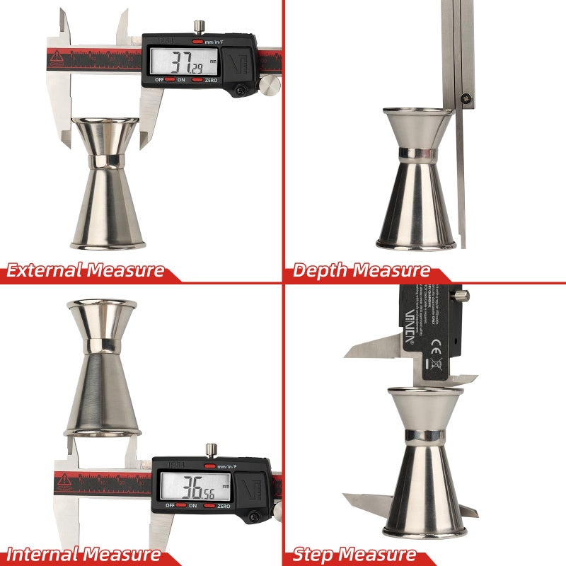 VINCA IP54 Grade Digital Caliper, DCLA-0605 6 Inch/150mm, Inch/Millimeter/Fraction Conversion, Stainless Steel, Large LCD Screen - Image 3