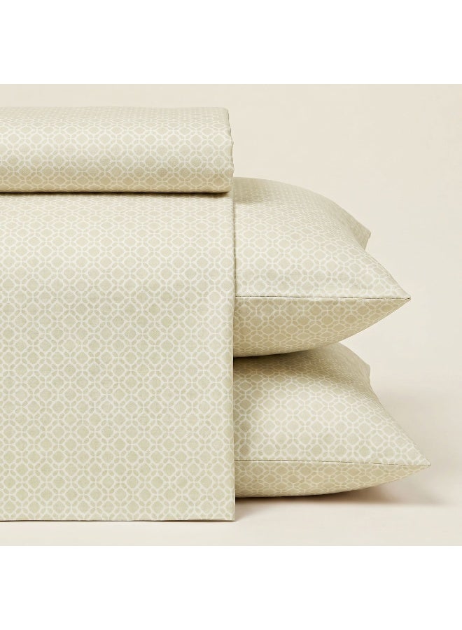 Morano Senses Bedsheet 4 pieces set 240 X 260 (Full XL, Twine) | Flat Sheet + 2 Pillowcases 50x70 cm Pillowcases and 1 Long Pillowcase 45x185 cm,  Arches - Image 1