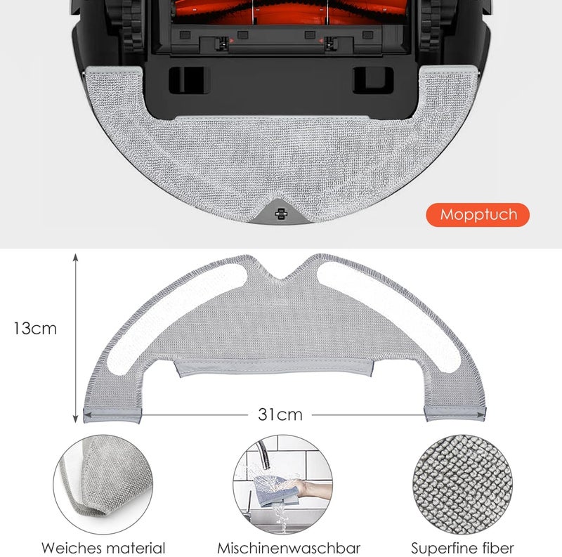 oGoDeal Accessory Set for Dreame D10 Plus, 4 x Mop Mop Pads 6 x Dust Bags 1 x Main Brush 4 x Side Brushes 2 x Filters, Robot Vacuum Cleaner Replacement Parts Accessories - Image 5