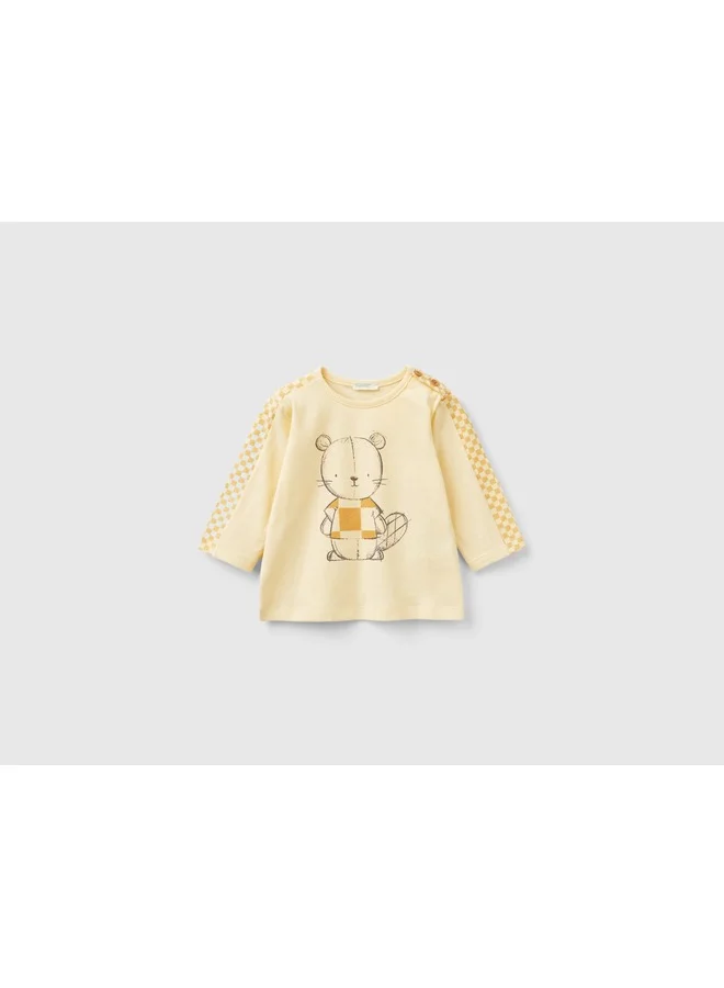 يونايتد كولورز أوف بينتيون Optical T-Shirt With Teddy Bear Print