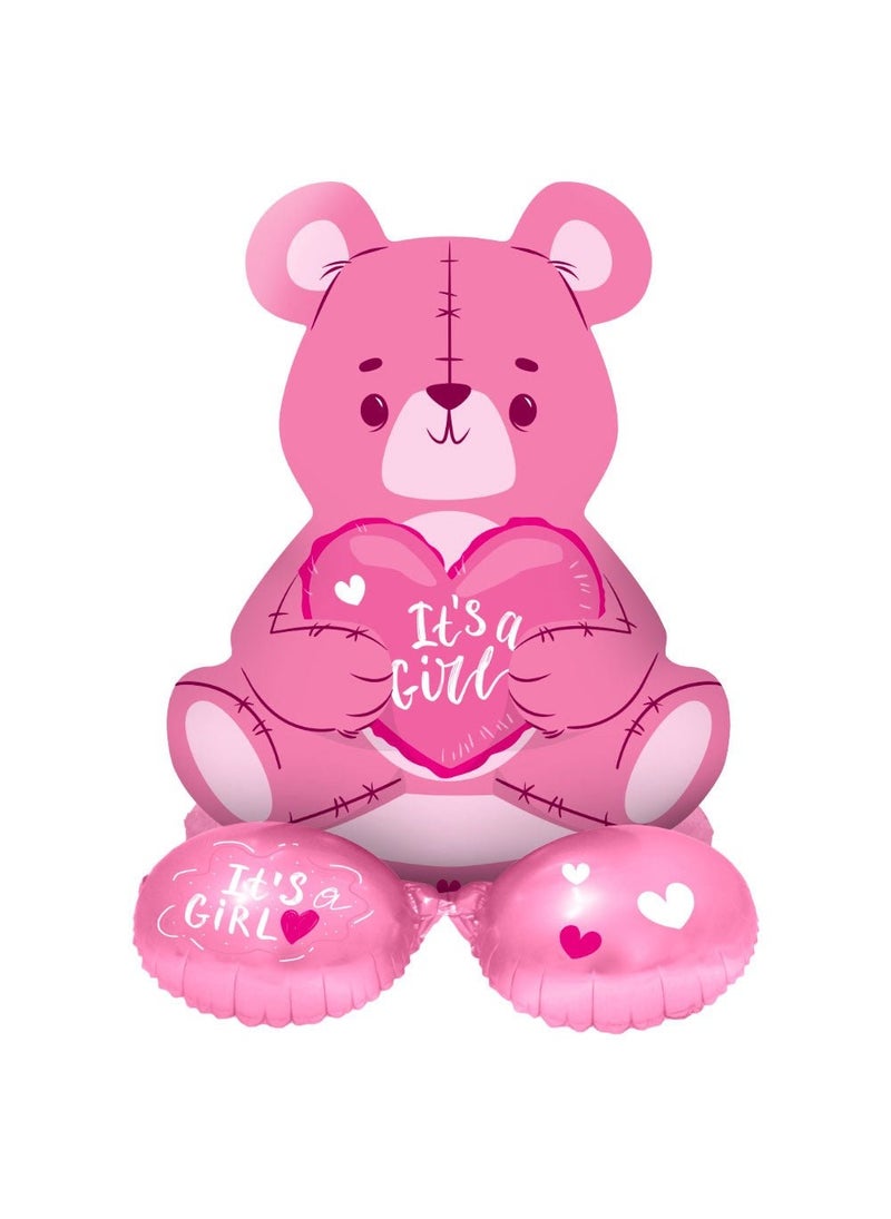 Folat Standing Bear Balloon Pink It’s a Girl 61 cm