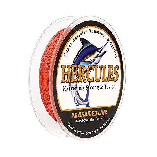HERCULES Super Strong 500M 547 Yards Braided Fishing Line 20 LB Test for Saltwater Freshwater PE Braid Fish Lines 4 Strands - Red, 20LB (9.1KG), 0.20MM - Image 1