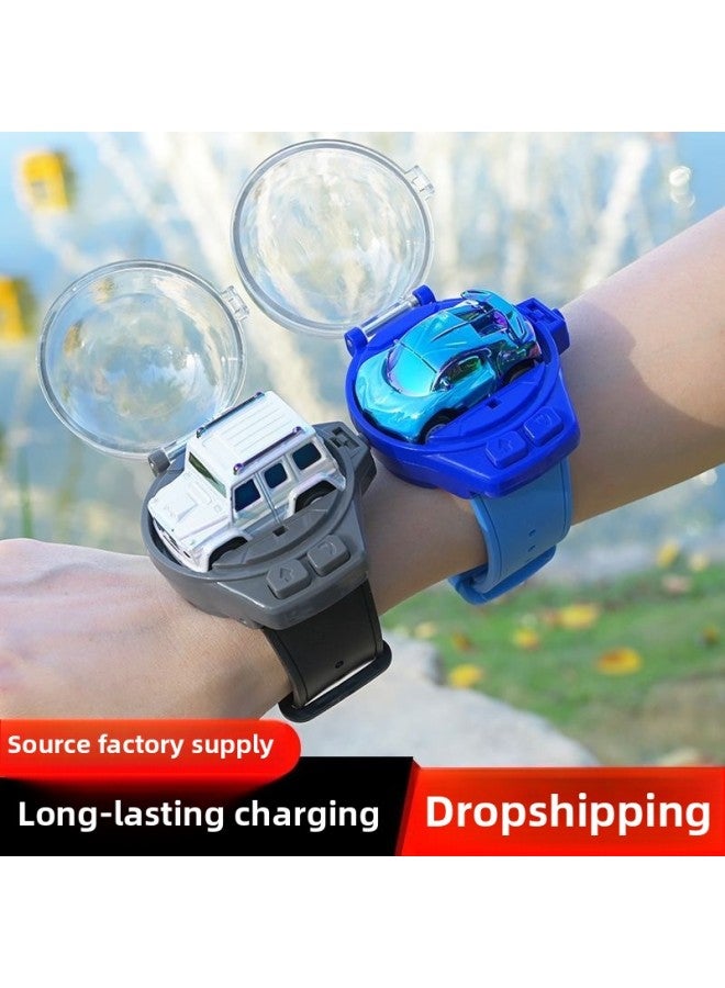 Mini Alloy Watch Remote Control Car 2.4G Black Technology Children Electric Racing Boy Birthday Gift Toy-Color:[alloy Model-elegant Light] Black Wild Horse  - Image 2