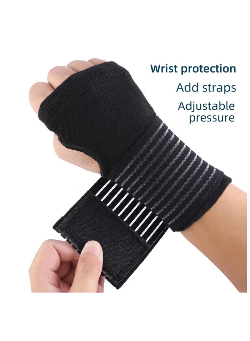 Palm Brace Wrist Support Sleeves (1 Pair), Everyday Use Wrist Brace, Compression Carpal Tunnel for Wrist Pain Relief, Fitness Gloves, Sports Glove, Wrist Brace for Men and Women (Black with straps) - Image 3