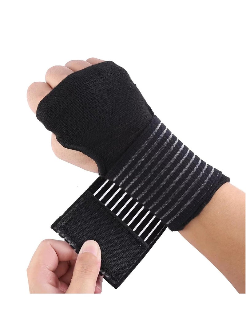 Palm Brace Wrist Support Sleeves (1 Pair), Everyday Use Wrist Brace, Compression Carpal Tunnel for Wrist Pain Relief, Fitness Gloves, Sports Glove, Wrist Brace for Men and Women (Black with straps) - Image 2