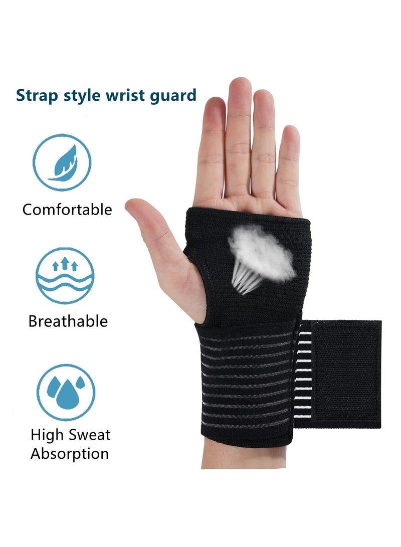 Palm Brace Wrist Support Sleeves (1 Pair), Everyday Use Wrist Brace, Compression Carpal Tunnel for Wrist Pain Relief, Fitness Gloves, Sports Glove, Wrist Brace for Men and Women (Black with straps) - Image 4