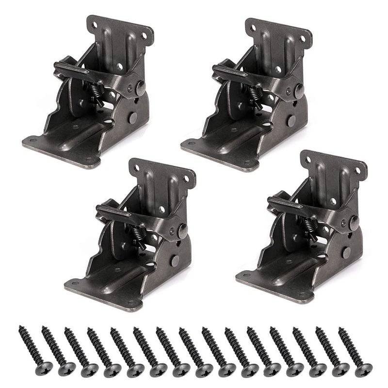 MDLUU Table Leg Folding Brackets, Foldable Hinge Hardware, Self- Lock Extension Collapsible Shelf Bracket Support for Bed Leg, Wall Shelf, Saving Space, Pack of 4 - Image 1