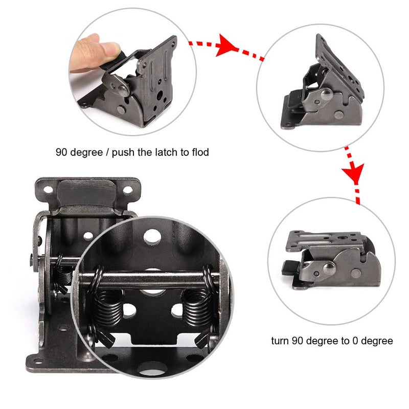 MDLUU Table Leg Folding Brackets, Foldable Hinge Hardware, Self- Lock Extension Collapsible Shelf Bracket Support for Bed Leg, Wall Shelf, Saving Space, Pack of 4 - Image 5