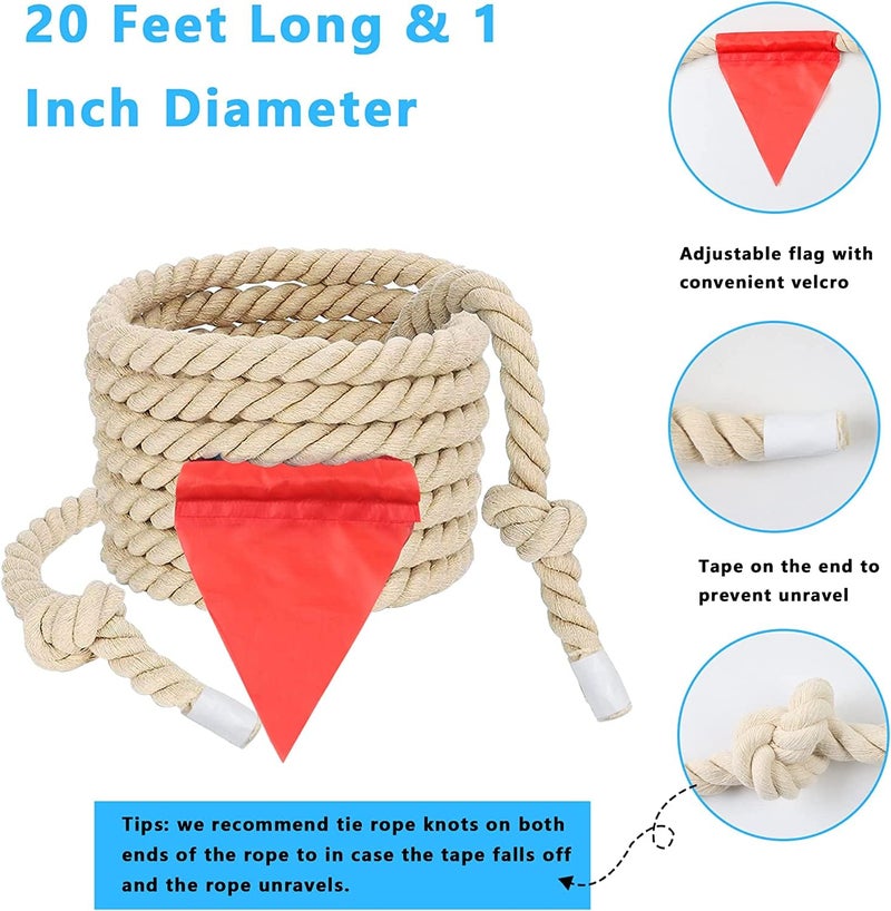 Alytree Tug of War Rope for Kids and Adults, Natural Twisted Cotton Rope, Outdoor Games Set Perfect for Carnival Team Building Activities, Field Day Family Reunion Birthday Party Game, Outside Yard Lawn Games - Image 3