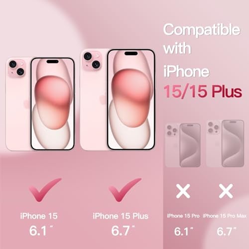 JETech Camera Lens Protector for iPhone 15 61Inch and iPhone 15 Plus 67Inch Bling Glitter Individual 9H Tempered Glass Metal Ring Cover HD Clear 1 Set Pink - Image 3