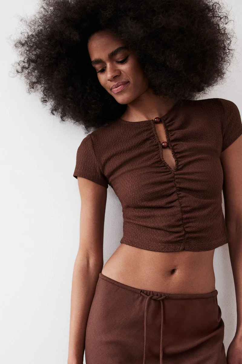 H&M Bead-detail ruched top