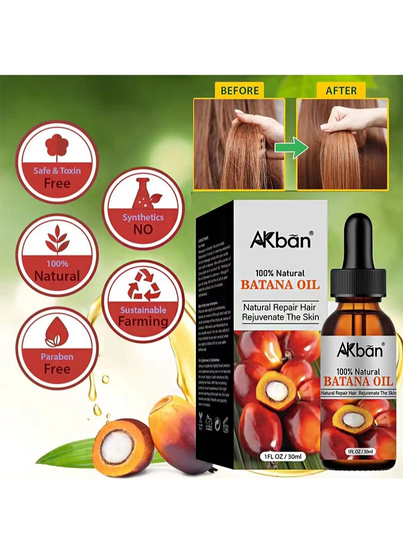 AKban - 100% Natural Batana Oil，For hair growth, eyelashes and eyebrows, 100% natural for hair loss, repair, aromatherapy moisturizing massage oil, carrier oil, hair oil, body oil (30ml) - Image 1