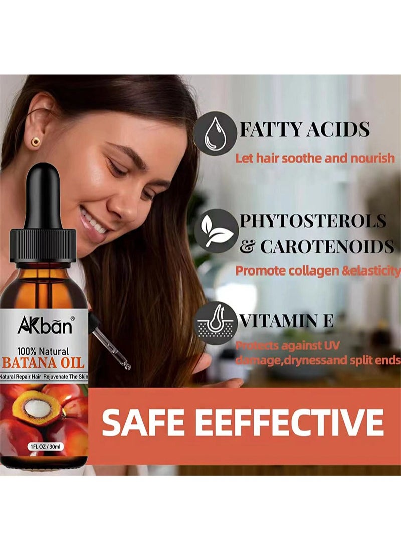 AKban - 100% Natural Batana Oil，For hair growth, eyelashes and eyebrows, 100% natural for hair loss, repair, aromatherapy moisturizing massage oil, carrier oil, hair oil, body oil (30ml) - Image 1