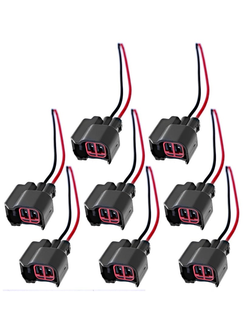 TLAXCA 8 Pack Fuel Injector Kits Pigtail Connector Plug Wire EV6 Replacement for Ford F150 1999-2016 F250 1999-2013 Crown Victoria 1999-2011 Mustang 2002-2013  - Image 1