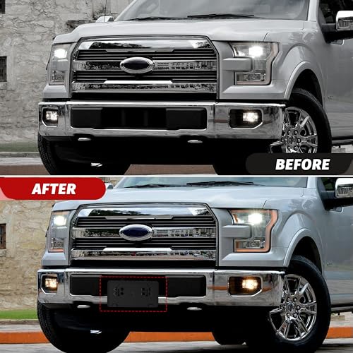 KEWISAUTO Front License Plate Frame for F150 18-20, Black Front Bumper License Plate Bracket Holder Cover for Ford F150 2018-2020 Accessories (1PCS, Replace #JL3Z-17A385-BA) - Image 5