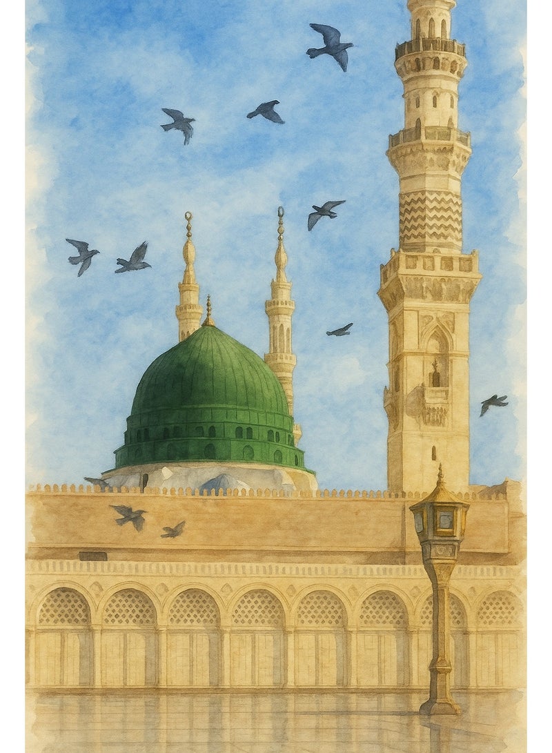 تذكار لوحة جدارية مطبوعة كانفاس لقبة المسجد النبوي من تذكار - Image 2