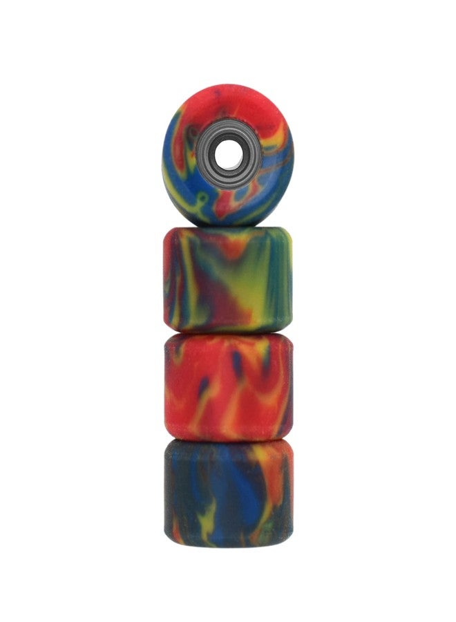Teak Tuning Apex 61D Urethane Fingerboard Wheels - Mini Shorty Shape, 6.6mm Diameter - ABEC-9 Stealth Bearings - Made in The USA - Tie Dye Swirl Colorway - Image 2
