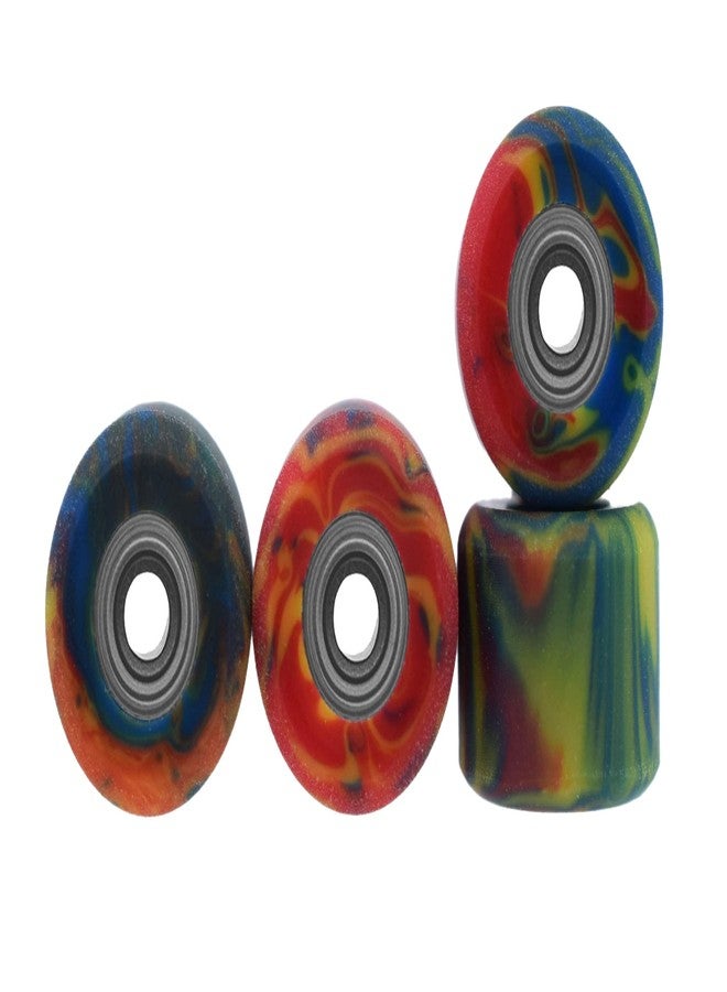 Teak Tuning Apex 61D Urethane Fingerboard Wheels - Mini Shorty Shape, 6.6mm Diameter - ABEC-9 Stealth Bearings - Made in The USA - Tie Dye Swirl Colorway - Image 1