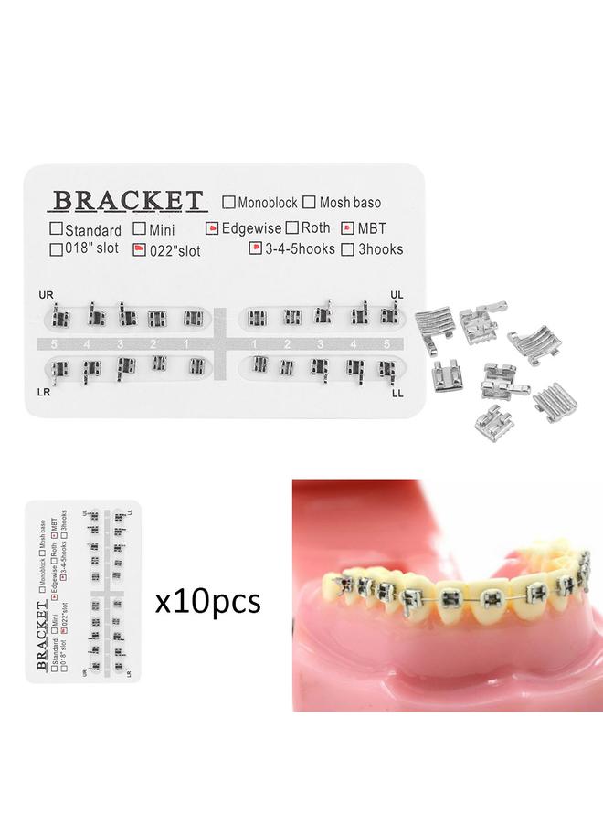 Thoraya 10 Packs Metal Dental Teeth Orthodontics Brackets Braces 022" Slot 3-4-5 Hooks  - Image 5