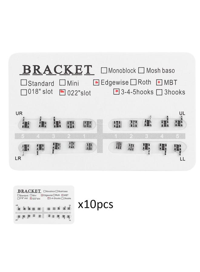 Thoraya 10 Packs Metal Dental Teeth Orthodontics Brackets Braces 022" Slot 3-4-5 Hooks  - Image 2