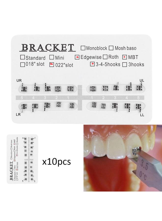 Thoraya 10 Packs Metal Dental Teeth Orthodontics Brackets Braces 022" Slot 3-4-5 Hooks  - Image 4